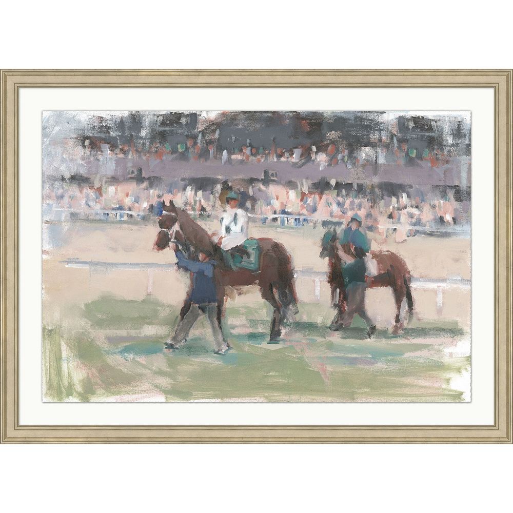 Promenade, shown in sage green and beige with paper print, wood frame, and framed wall-hanging format.