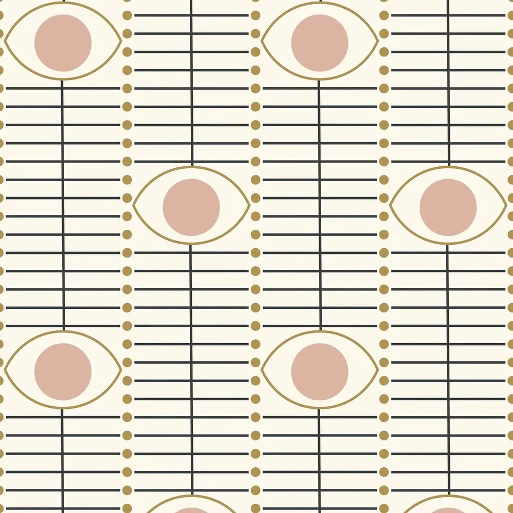 Osidan Wallpaper, shown in cream and blush pink with paper and continuous repeating pattern.