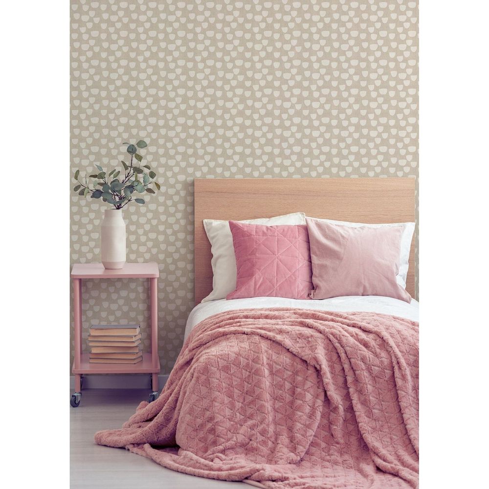 Alternate view of Paper Cups Wallpaper, featuring matte finish, linen, wallpaper, and continuous wall-covering pattern.