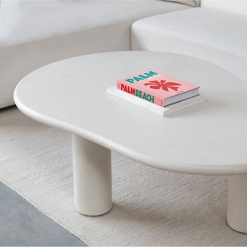 Alternate view of Puddle Coffee Table Ivory Tusk Microskin Indoor-Outdoor in ivory and off-white.