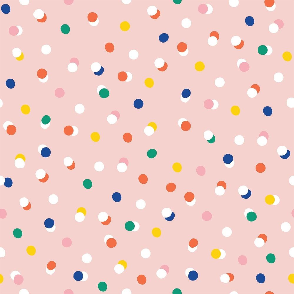 Sprinkles Wallpaper, shown in soft pink and white with paper and continuous wall covering.