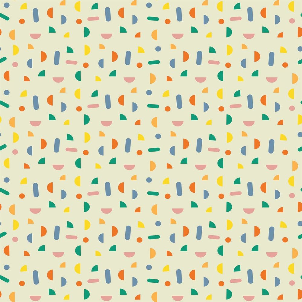 Chips Wallpaper, shown in cream and pink with paper and seamless pattern repeat.