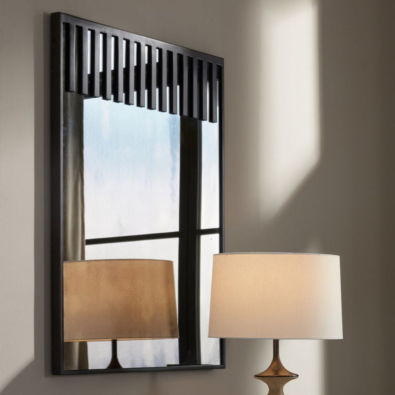 Alternate view of Fernleigh Mirror, featuring mirrored finish, metal, glass, and wall-mounting hardware.