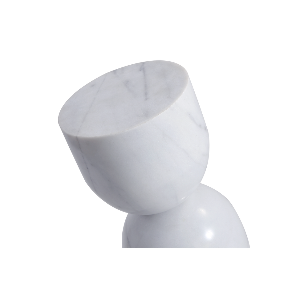 Additional view of Apothecary Tall End Table White Marble in white and off-white.