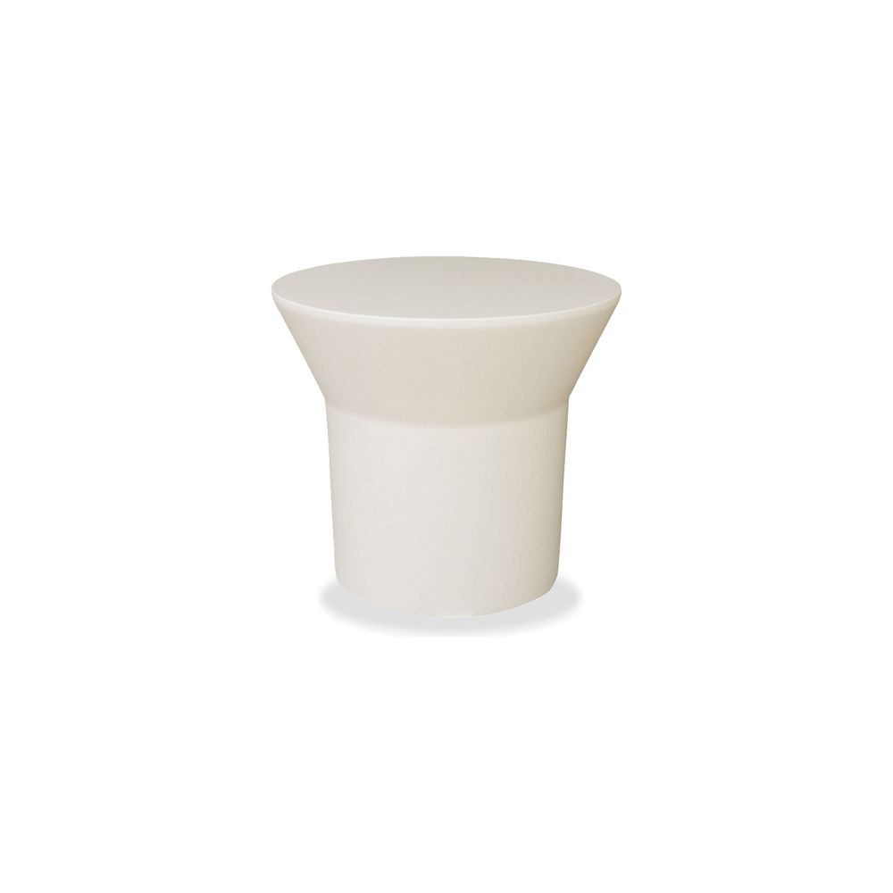 Boracay End Table Tapioca Mas Epoxy Solid Surface Base Indoor-Outdoor with solid surface, epoxy, and a solid pedestal base.
