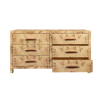 Additional view of Winchester Six Drawer Chest in Natural Burl in natural burl beige and light tan.