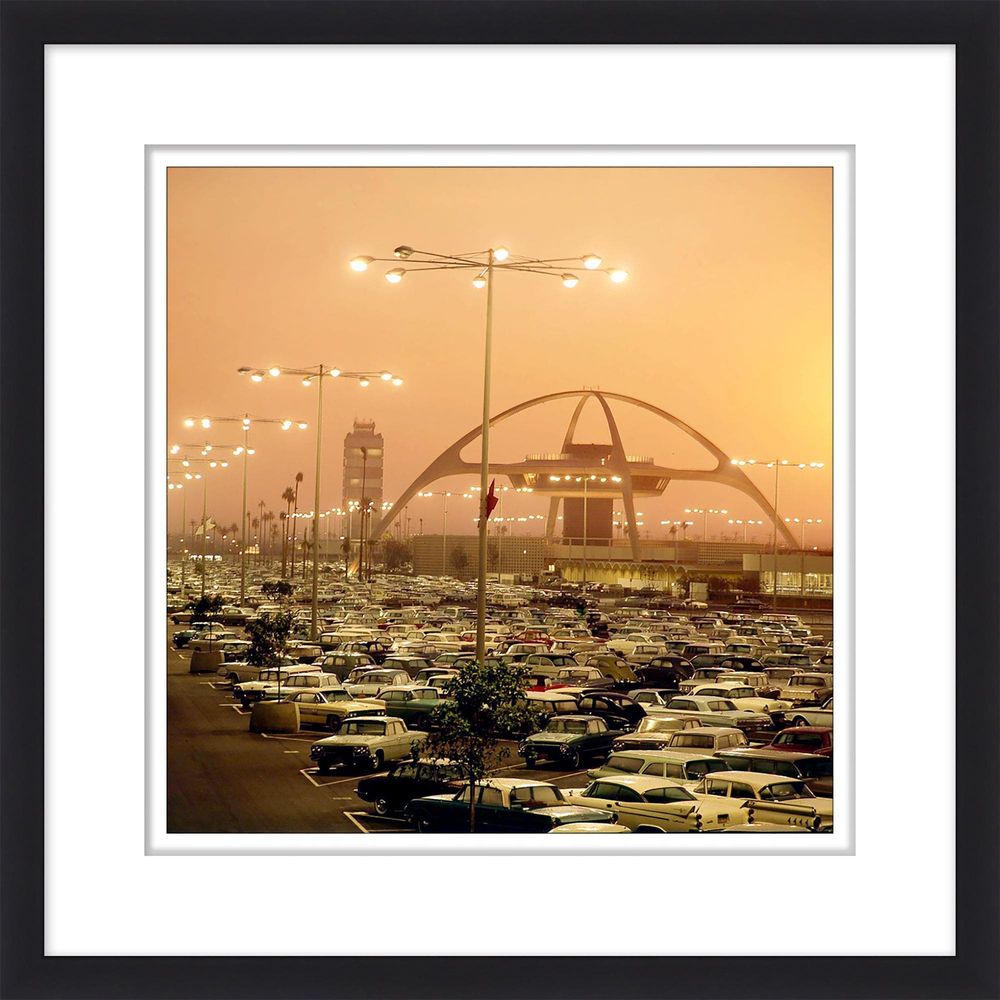 LAX Sun, shown in black and white with wood frame, paper print, and wall-hanging framed artwork.