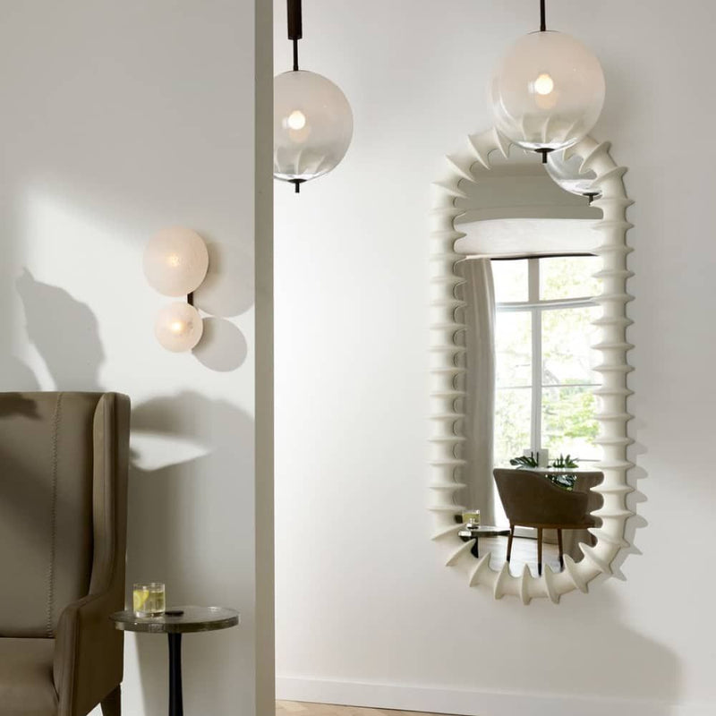 Alternate view of Morris Floor Mirror in white and off-white.