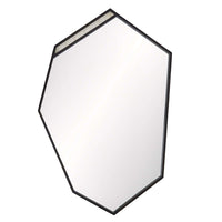 Breeze Mirror, shown in black and clear/silver with metal, glass, and wall-mounted mirror.