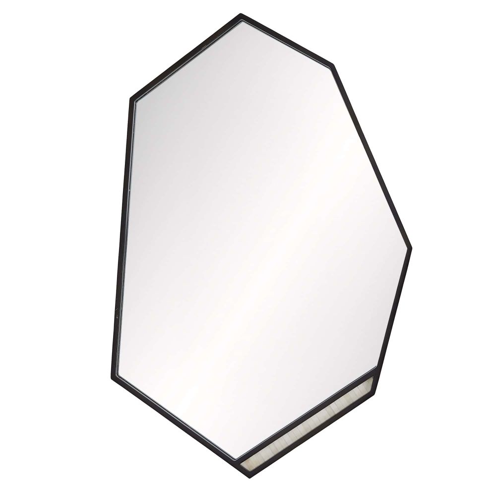 Additional view of Breeze Mirror in black and clear/silver, featuring natural wood accent and wall-mounted mirror.