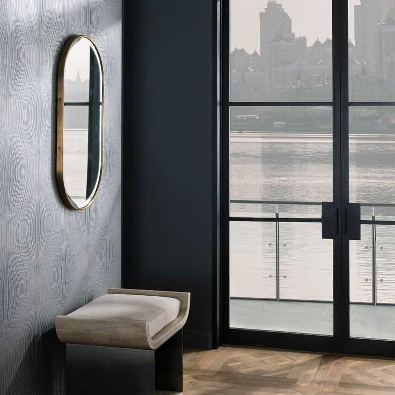 Alternate view of Jaron Small Mirror, featuring metal, glass, and wall-mounting hardware.