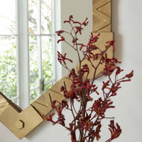 Additional view of Diego Mirror in gold and clear, featuring matte metallic finish and wall-mounted mirror.