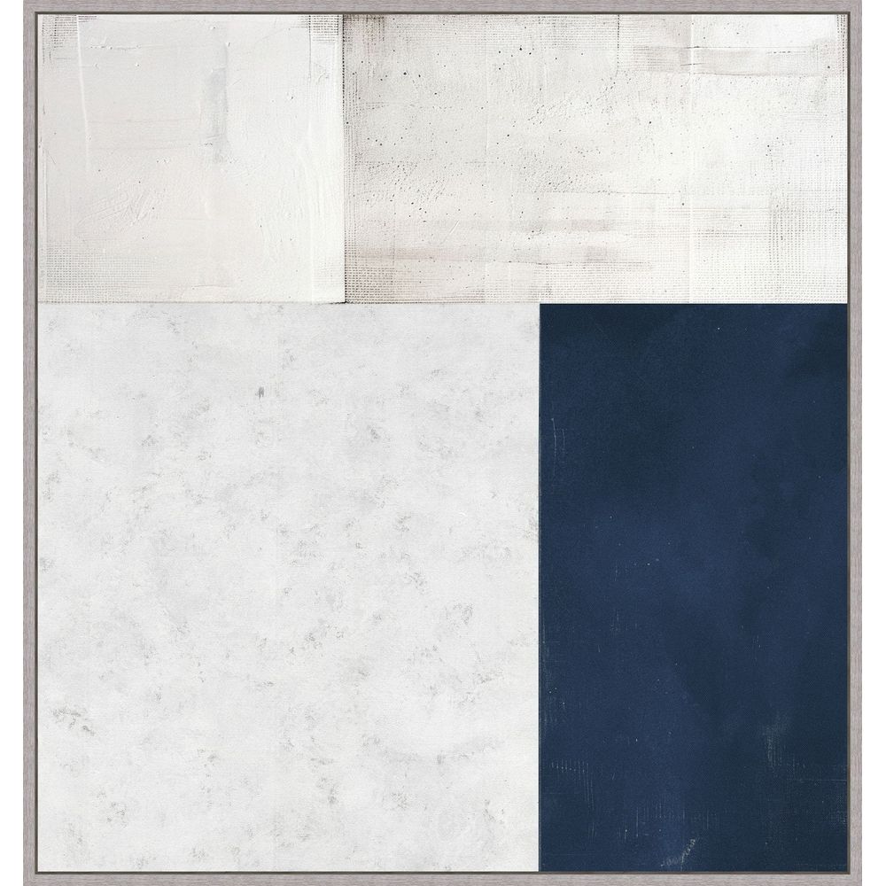 Blocked Off 2, shown in off-white and ivory with canvas, wood frame, and framed wall art.