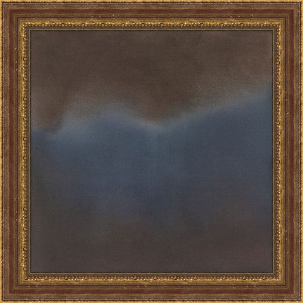Dazed Dawn 2, shown in slate blue and charcoal gray with canvas, wood frame, and a ornate multi-layered frame.