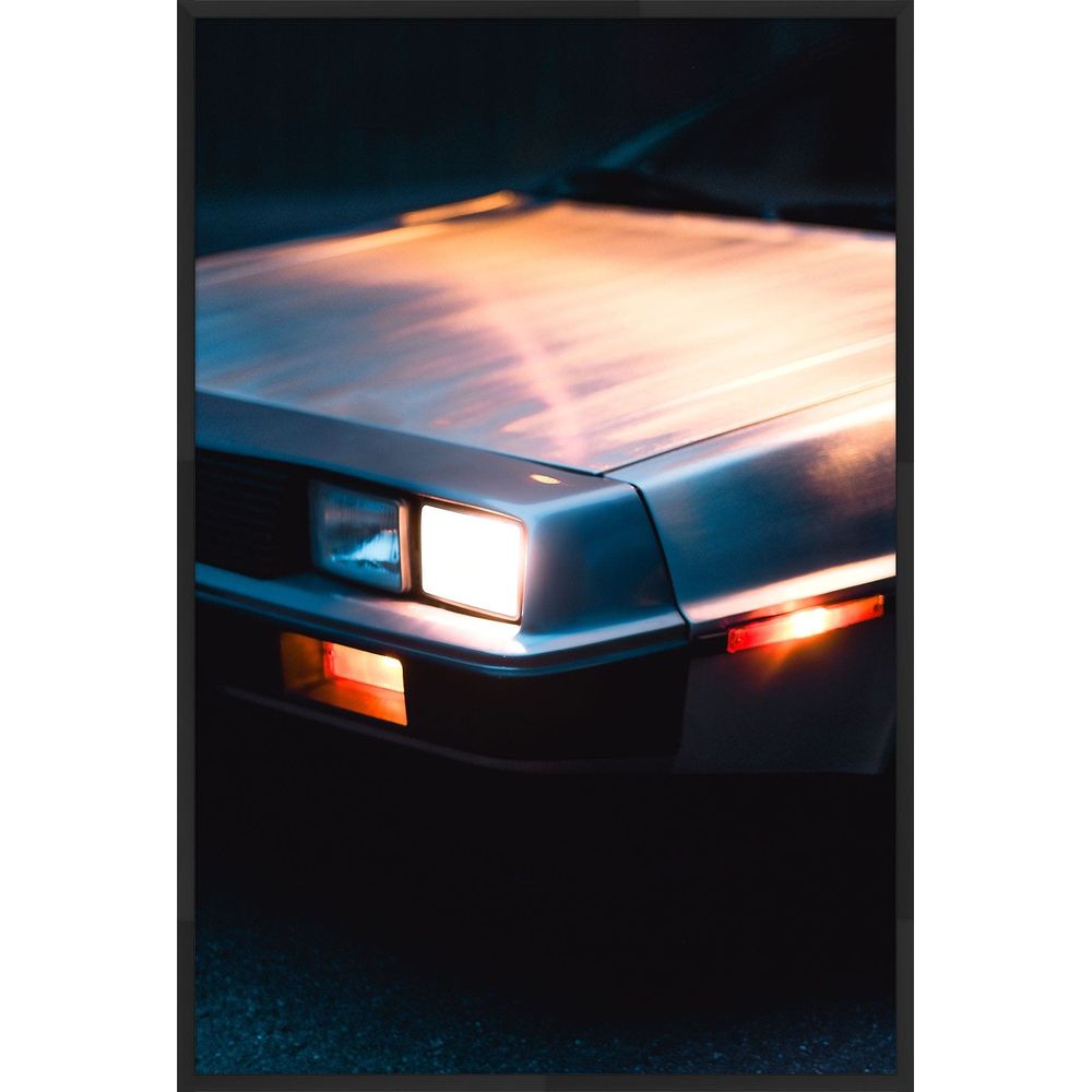 88 MPH Lightbox, shown in silver and black with photographic print, black frame, and a black perimeter frame.