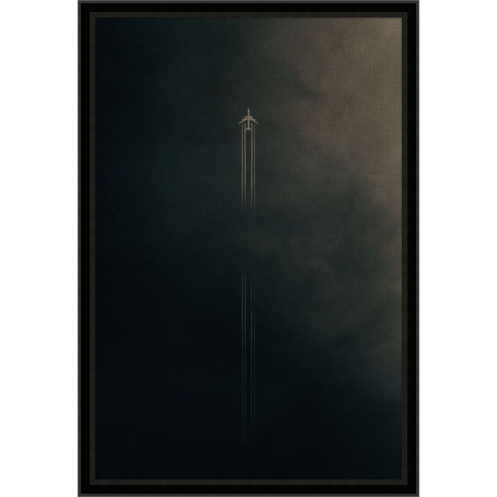 Cloudbound, shown in charcoal black and deep teal with paper print, wood frame, and framed wall art.