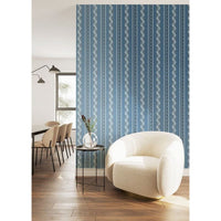 Botanic Stripe Wallpaper-Mitchell Black-MITCHB-WC412-AB-PM-10-Wall DecorPatterns Ash Blue-Premium Matte Paper-3-France and Son