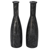 Moris Decorative Candle Holder, Set of 2, Black, shown in charcoal black and white with marble.