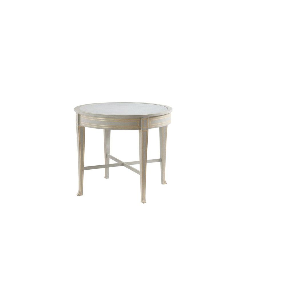 Alternate view of Ryn Round End Table, featuring painted finish, wood, and fixed round tabletop.