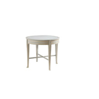 Alternate view of Ryn Round End Table, featuring painted finish, wood, and fixed round tabletop.