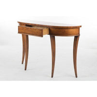 Sanctuary Console, shown in warm medium brown and golden amber with wood, hardwood, and three integrated drawers for storage.