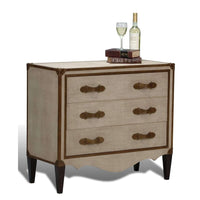 Additional view of French Art Deco Commode in beige and dark brown.