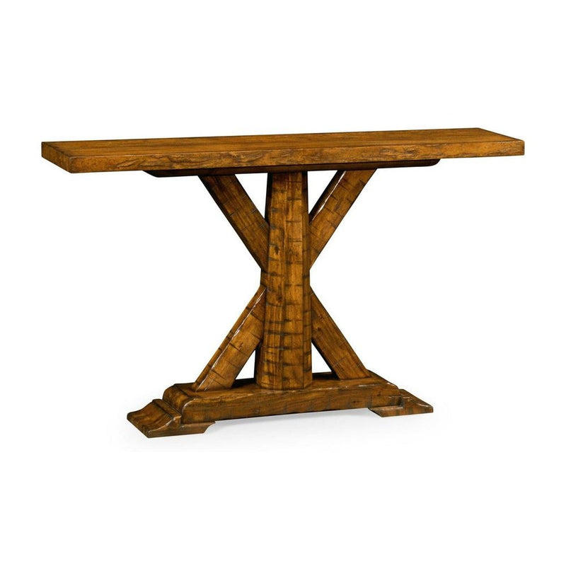 Alternate view of Casual Rectangular Console Table, featuring warm stained finish, wood, and solid rectangular tabletop.