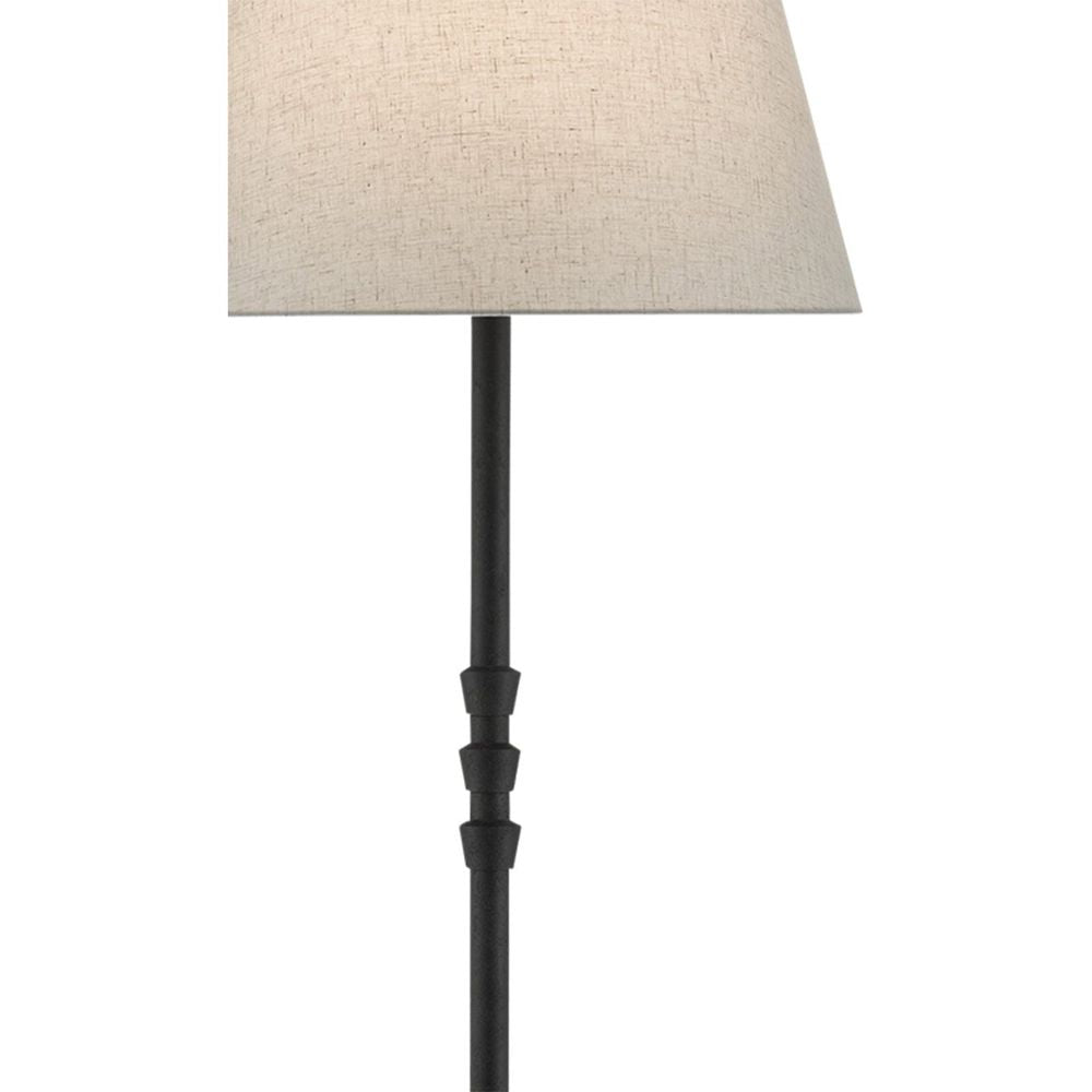 Alternate view of Lohn Black Floor Lamp, featuring metal, fabric, and floor-standing vertical stem.