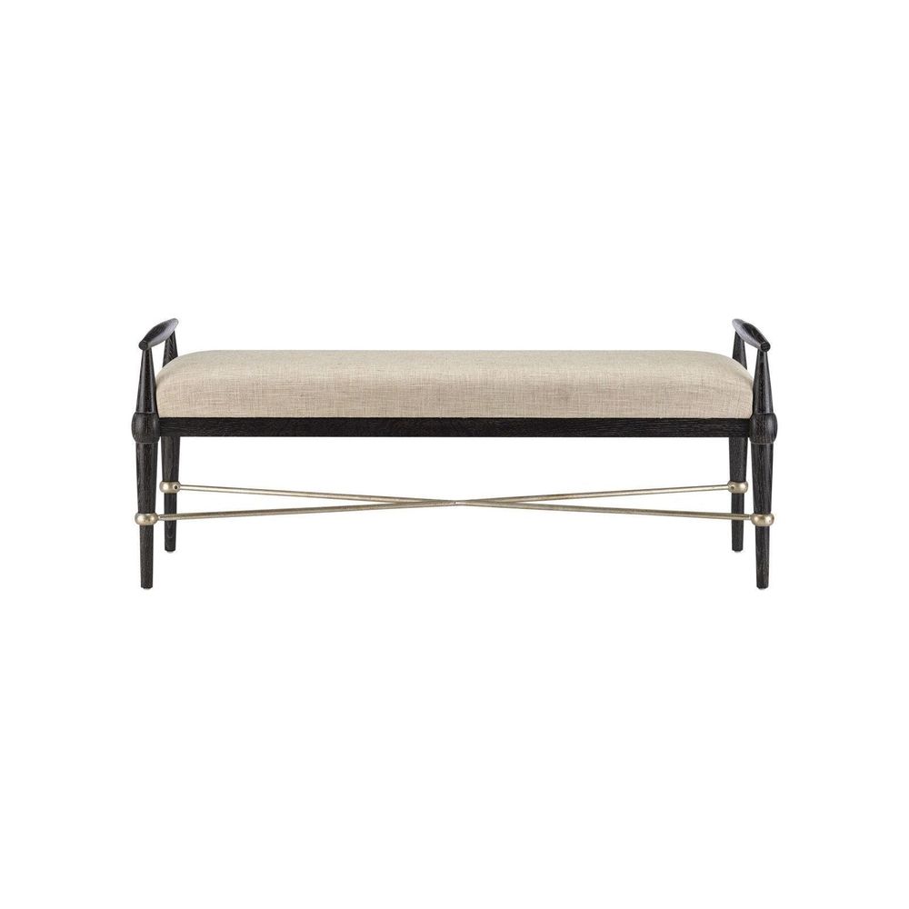 Additional view of Perrin Black Bench, Finn Natural in ebony black and natural beige.