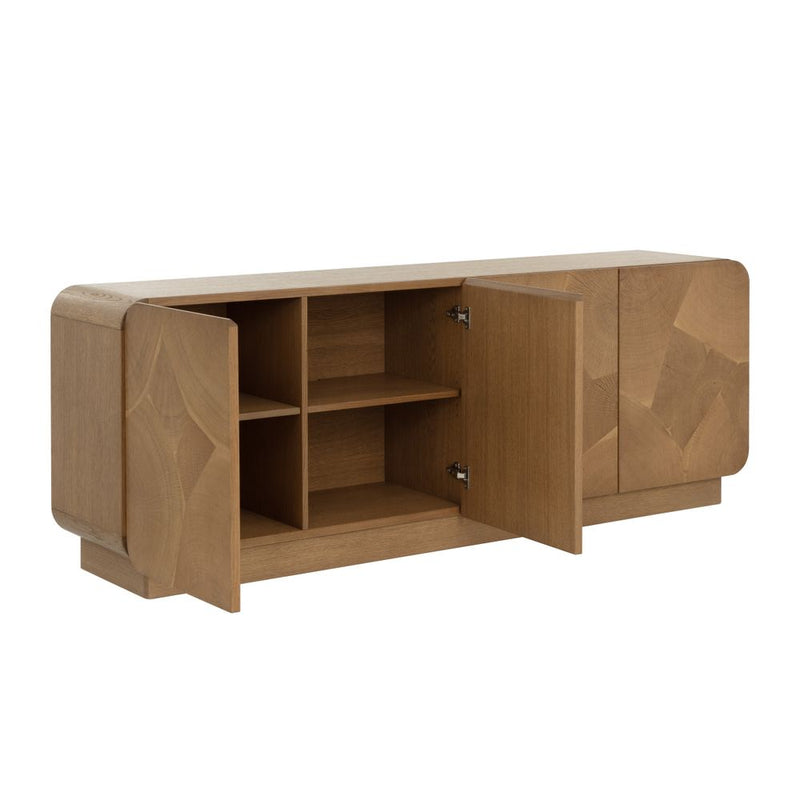 Alternate view of Fauna Sideboard in light oak brown and warm tan.