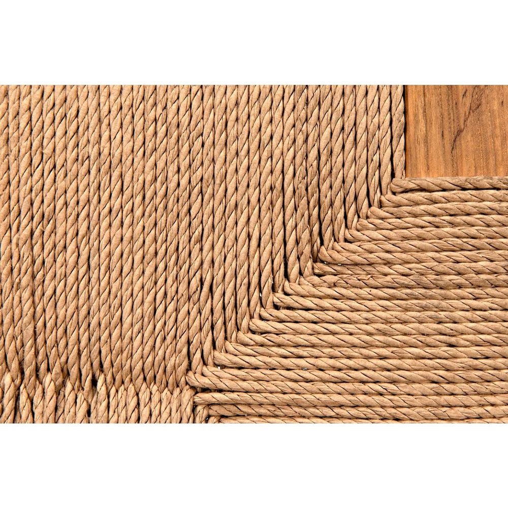 Alternate view of Bran Counter Stool in medium walnut brown and natural tan.
