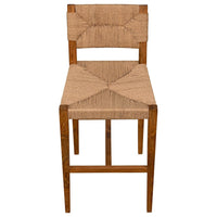 Additional view of Bran Counter Stool in medium walnut brown and natural tan.