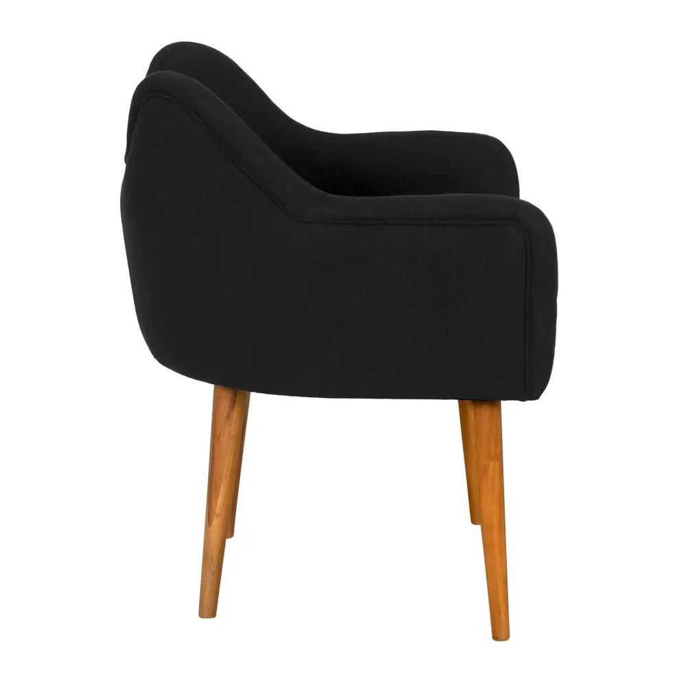 Additional view of Cornelia Chair, featuring matte upholstery finish, fabric, wood, and fixed integrated arms.