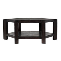 Alternate view of Yuhuda Coffee Table, featuring matte to low-sheen, wood, and two-tier open lower shelf.