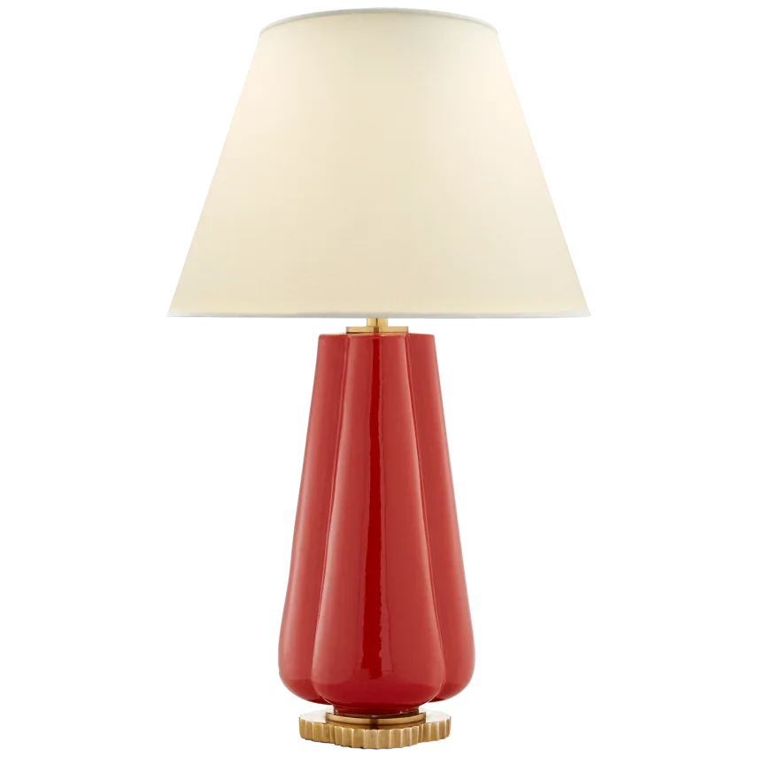 Alternate view of Pivana Table Lamp, featuring high-gloss glaze finish, ceramic, fabric, and a table lamp base.