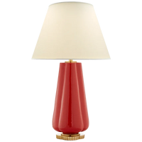 Alternate view of Pivana Table Lamp, featuring high-gloss glaze finish, ceramic, fabric, and a table lamp base.
