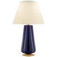 Pivana Table Lamp-Visual Comfort-VISUAL-AH 3127DM-PL-Table LampsDenim Porcelain-Natural Percale Shade-4-France and Son