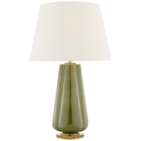 Pivana Table Lamp-Visual Comfort-VISUAL-AH 3127GRN-L-Table LampsGreen Porcelain-Linen Shade-5-France and Son
