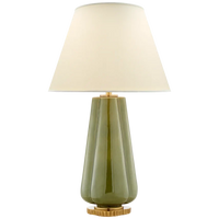 Pivana Table Lamp-Visual Comfort-VISUAL-AH 3127GRN-PL-Table LampsGreen Porcelain-Natural Percale Shade-6-France and Son