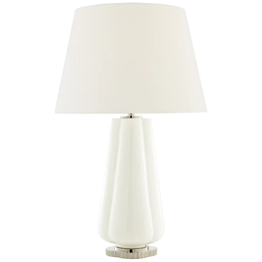 Pivana Table Lamp-Visual Comfort-VISUAL-AH 3127WHT-L-Table LampsWhite Porcelain-Linen Shade-7-France and Son