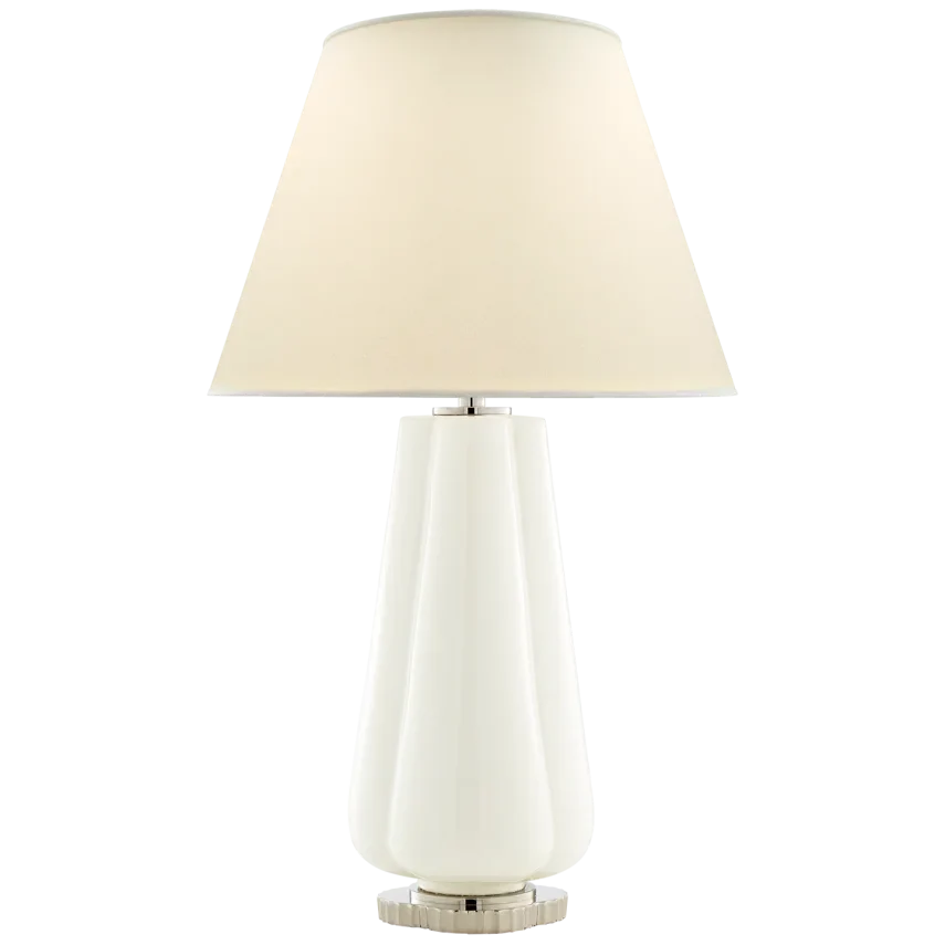 Pivana Table Lamp-Visual Comfort-VISUAL-AH 3127WHT-PL-Table LampsWhite Porcelain-Natural Percale Shade-8-France and Son