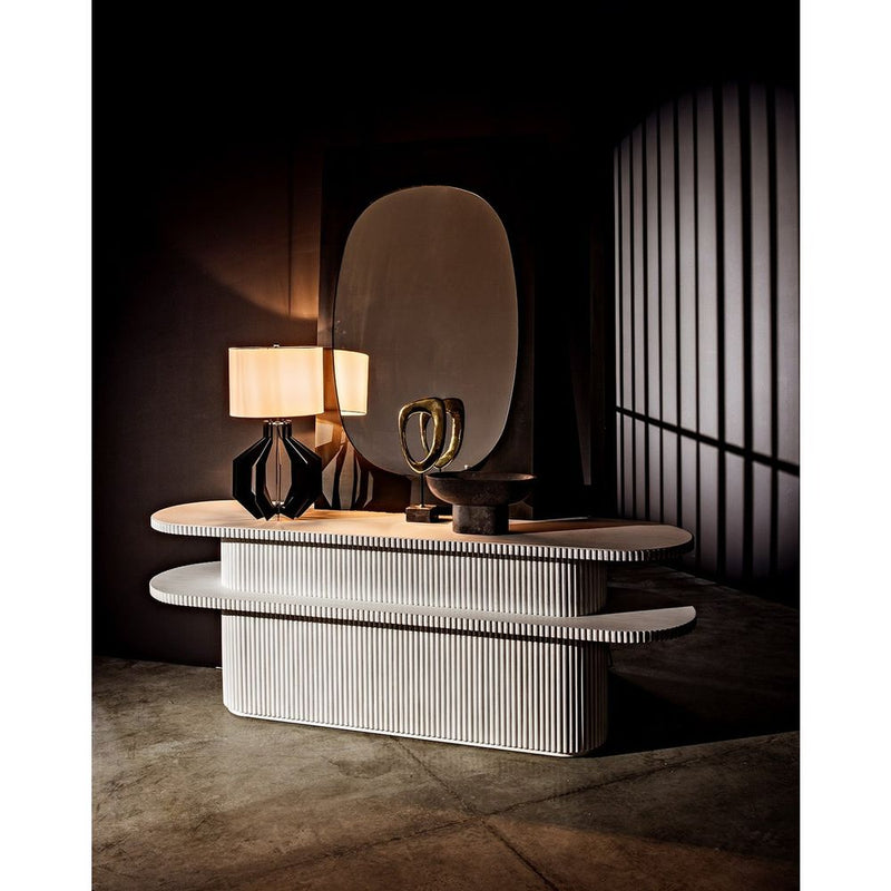 Alternate view of Steve Tray, featuring polished finish, marble, natural stone, and a elevated pedestal base.
