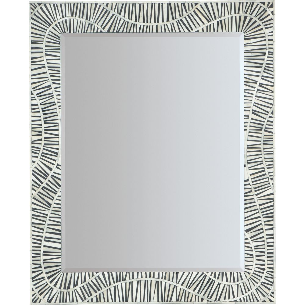 Commerce & Market Tiger Tooth Vertical Mirror, shown in ivory and cream with bone inlay and resin.