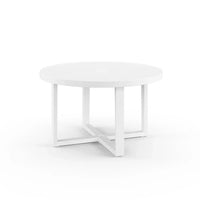 Alternate view of Newport 50" Round Dining Table in white with round low-profile tabletop on open cross-base legs.