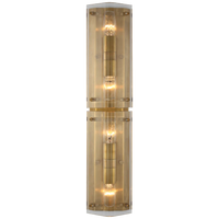 Milton 25" Wall Sconce, shown in brass gold and clear with brass, crystal, and wall-mounting hardware.