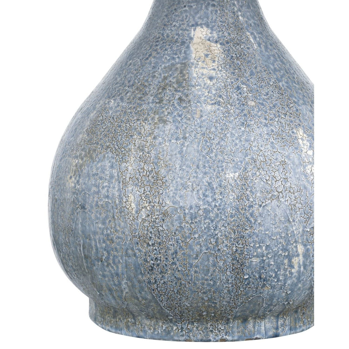 Alternate view of Malin Table Lamp, featuring heavy crackle glaze, ceramic, fabric, and a empire fabric shade.