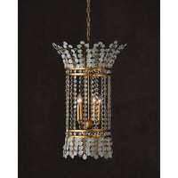 Additional view of Bradshaw Lantern, featuring frosted glass finish, wrought iron, crystal, and a chain-hung ceiling canopy.