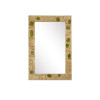 Beau Monde Gold & Green Mirror, shown in gold and green with aluminum, glass, and beveled glass.