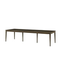 Lido Rectangular Dining Table, shown in dark brown and bistre with wood, prima vera wood, and a rectangular dining surface.