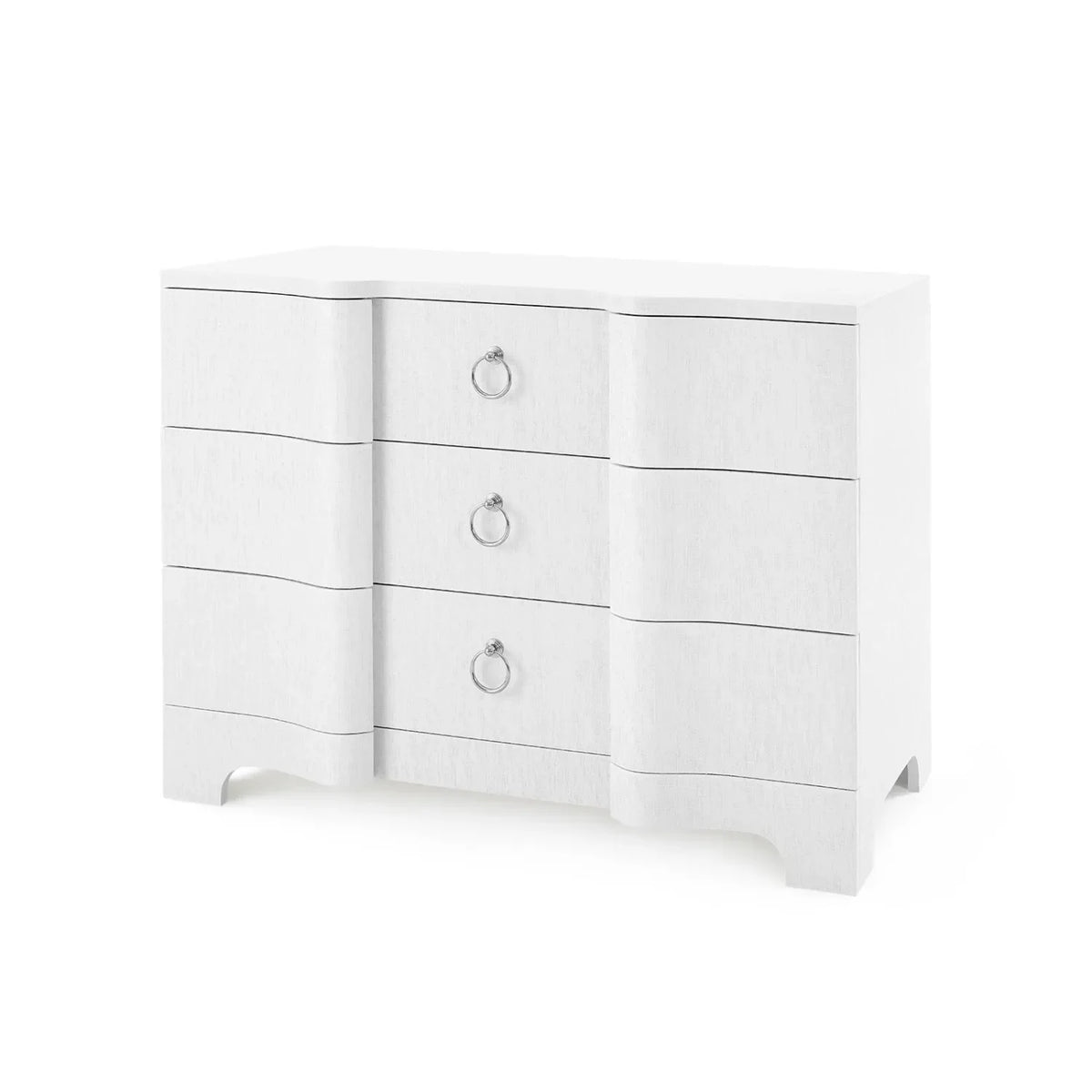 Additional view of Bardot Large Drawer in white and silver, featuring lacquered finish and three storage drawers.